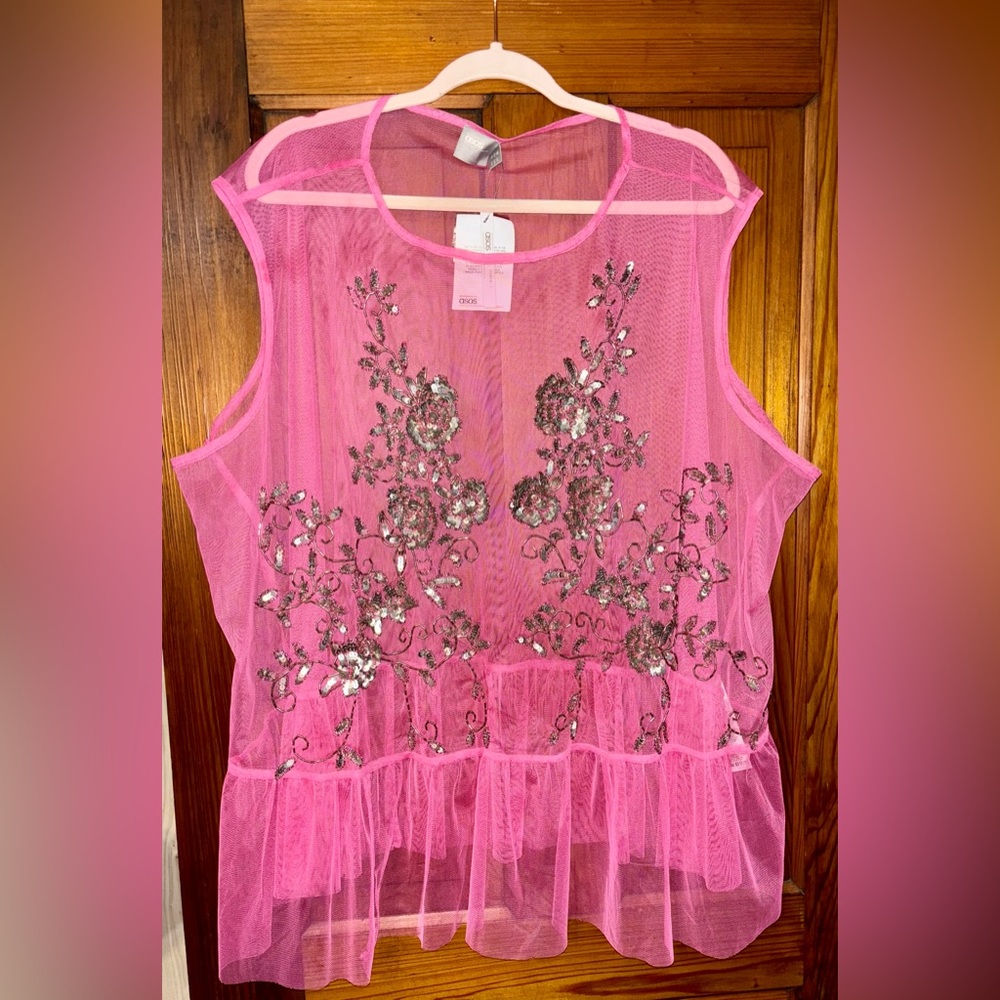 ASOS mesh top with beading and sequins